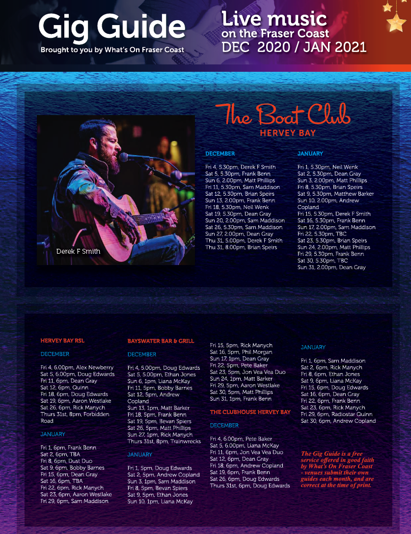 Gig Guide What's On Fraser Coast