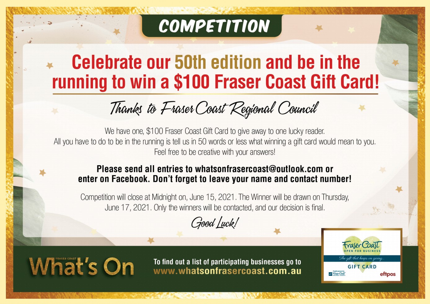 Official Competition Rules – Fraser Coast Gift Card Giveaway